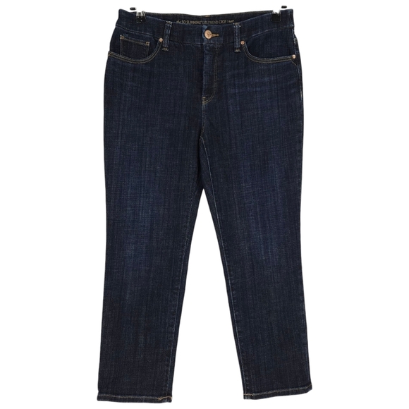 Chicos So Slimming Girlfriend Crop Jeans Mid Rise Dark Wash Denim Petite 6P 0.5P - Picture 1 of 7